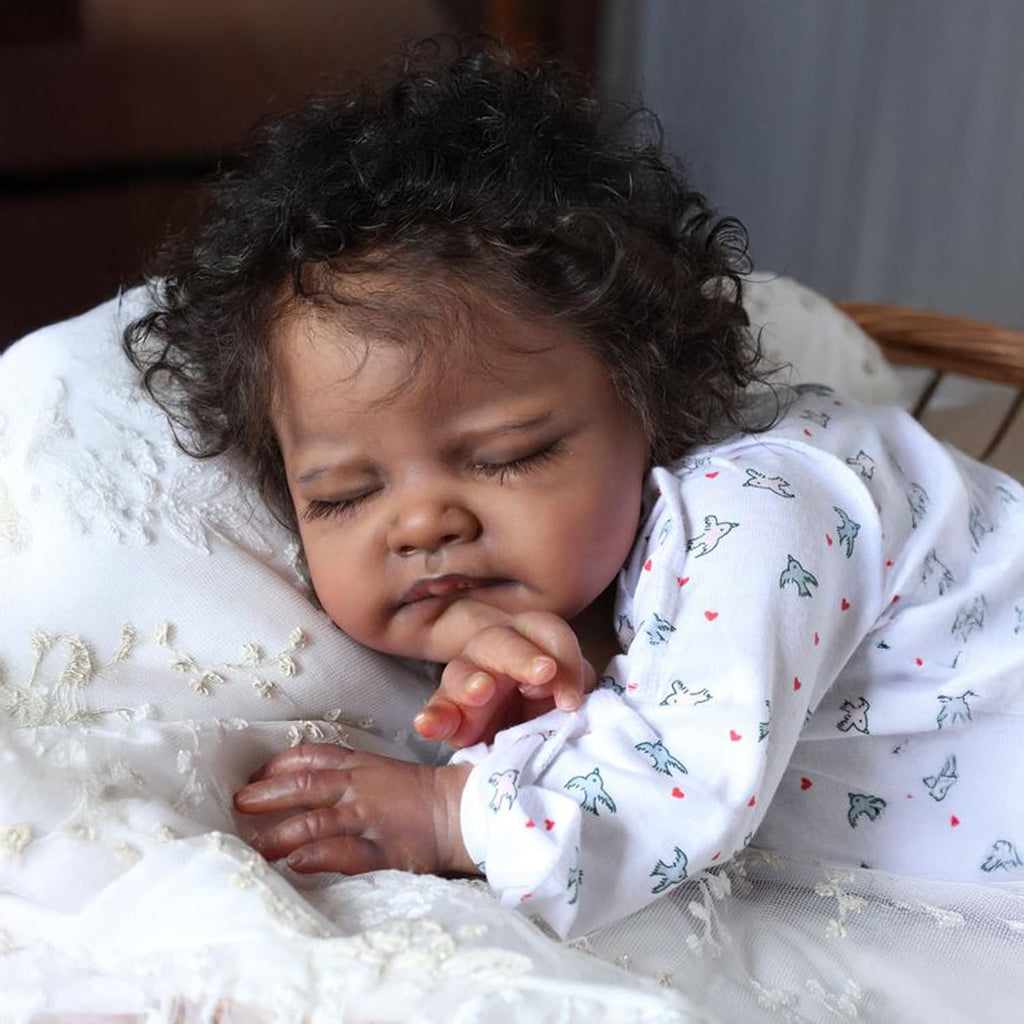 20-Inch Sleeping Black Newborn Baby Girl X1850