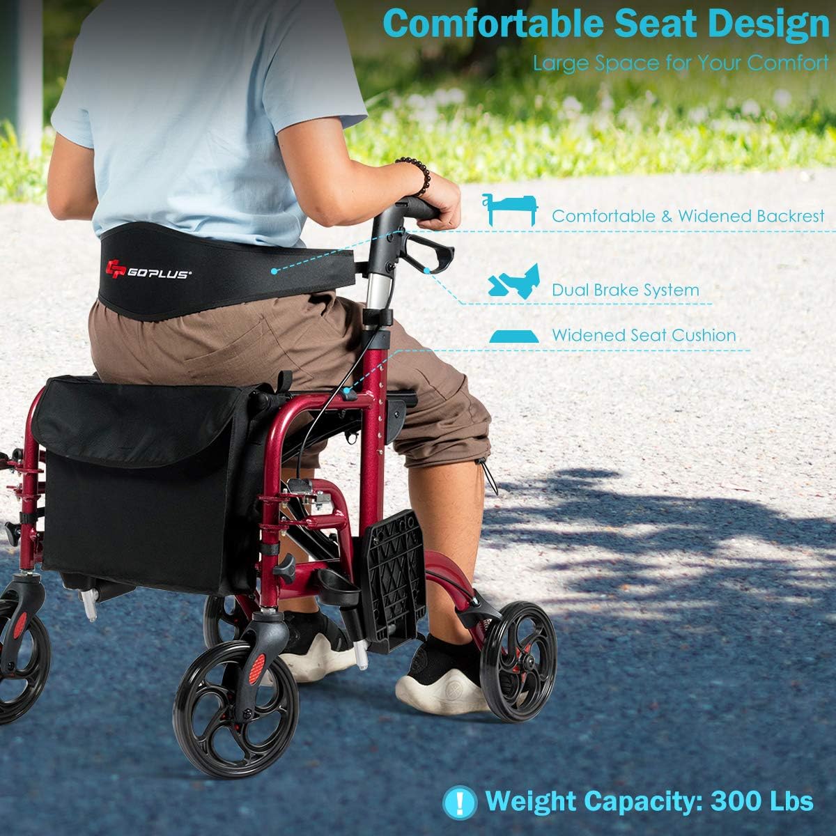 2 in 1 Folding Rollator Walker with Seat X31411