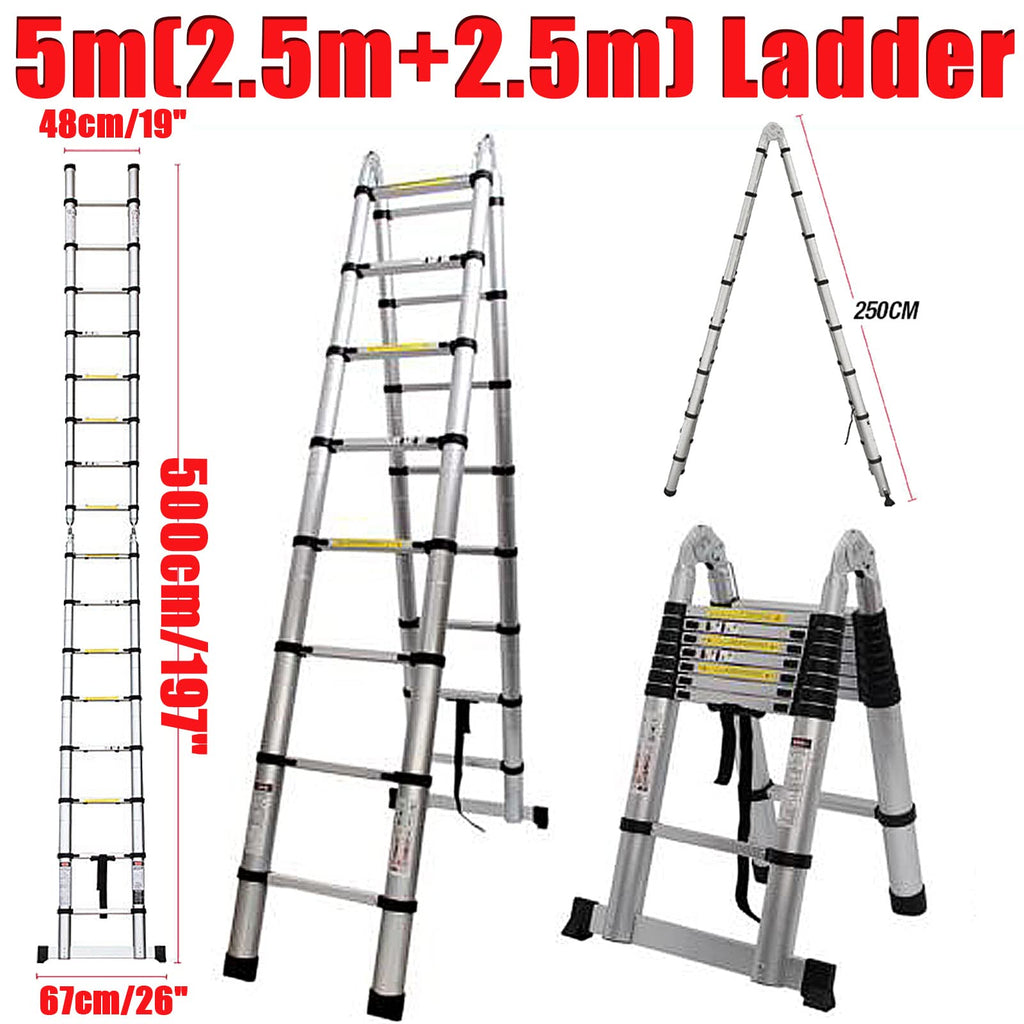Aluminum Telescopic Extension Ladder 8.5ft-20.3ft Non-Slip W80860