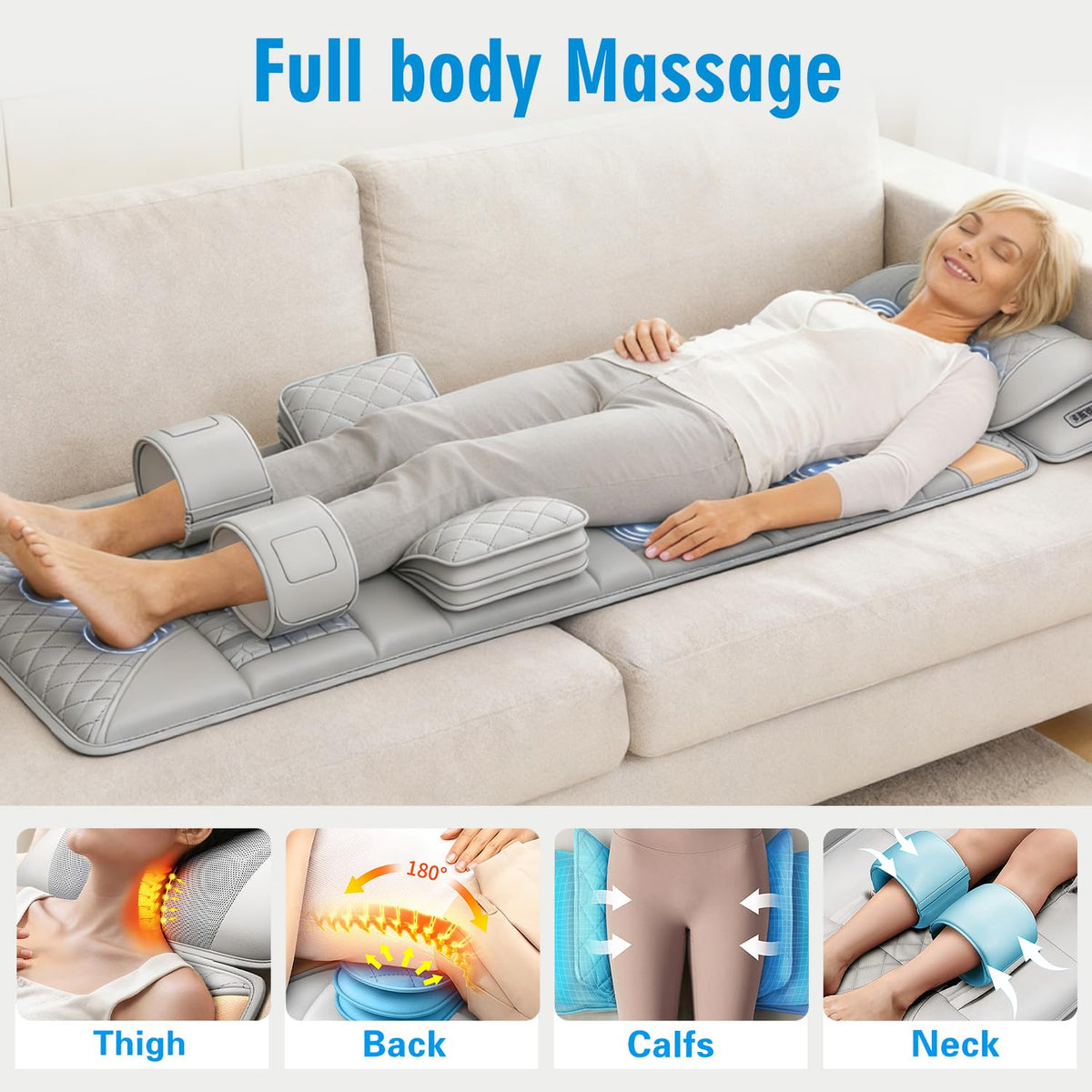 Full Body Massage Mat with Lumbar Pad & Headrest C1709