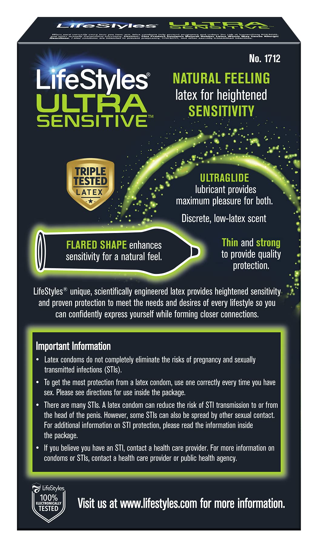 Ultra Sensitive Lubricated Latex Condoms, 12 Count S6485