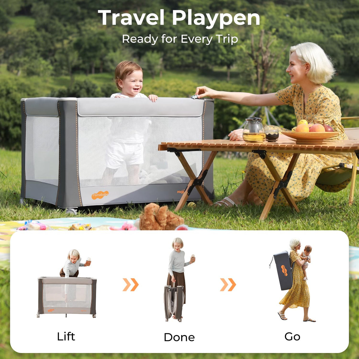 3-in-1 Pack and Play with Bassinet & Changing Table A1410