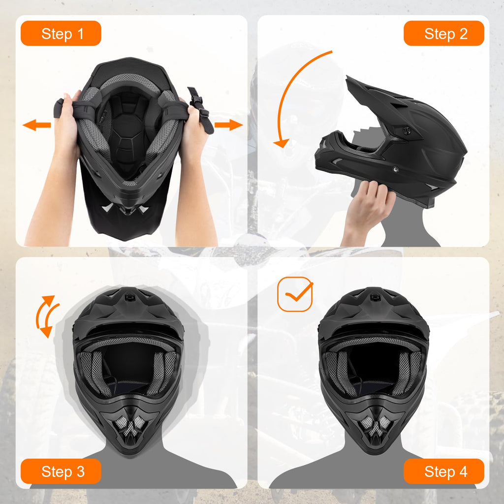 Adult ATV Dirt Bike Helmet with Goggles Gloves & Mask H573