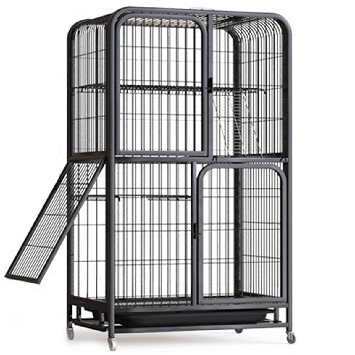 Small Animal Cage with Hammock, Pull Out Tray, Black A301