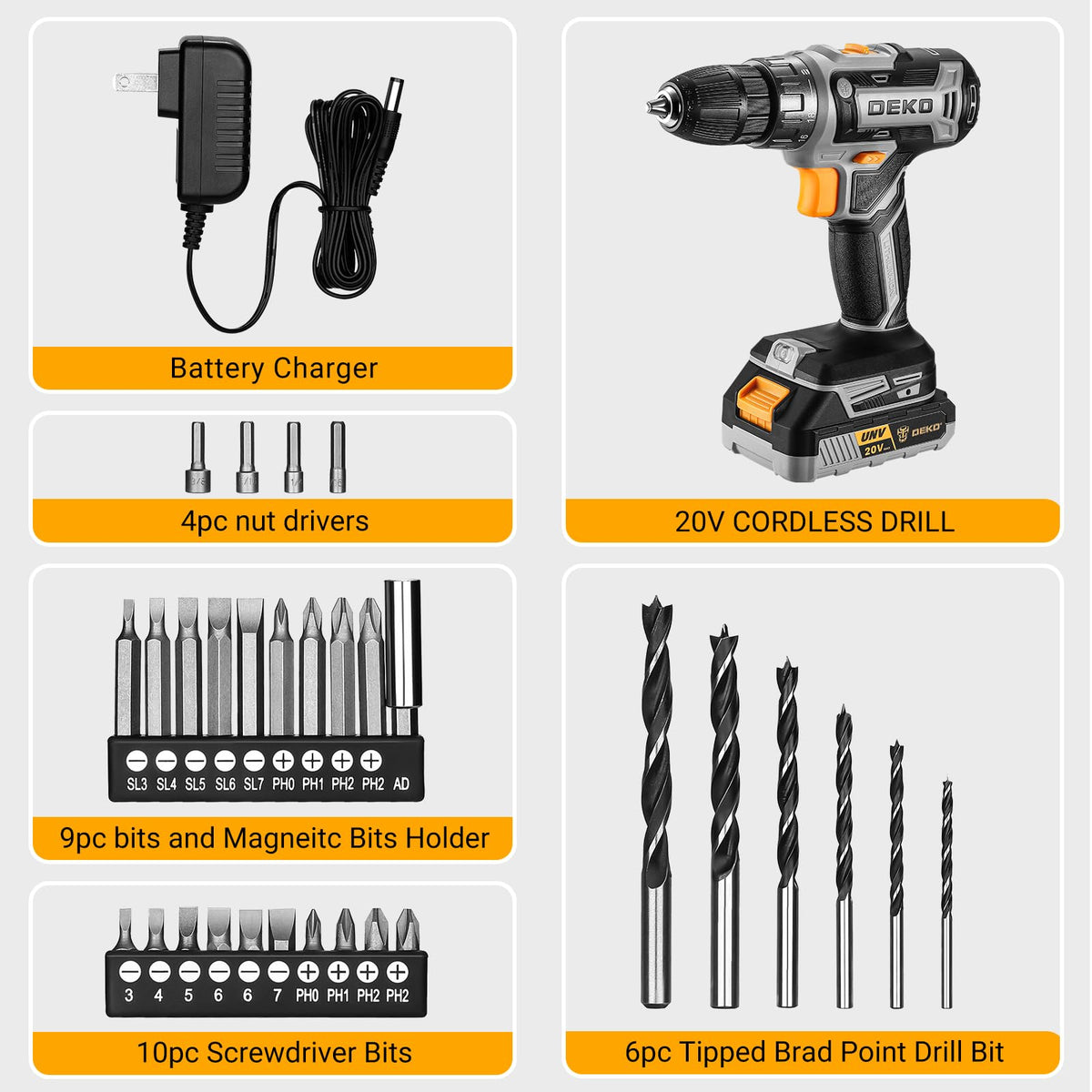 Cordless Drill 20V with Battery and Charger B465367