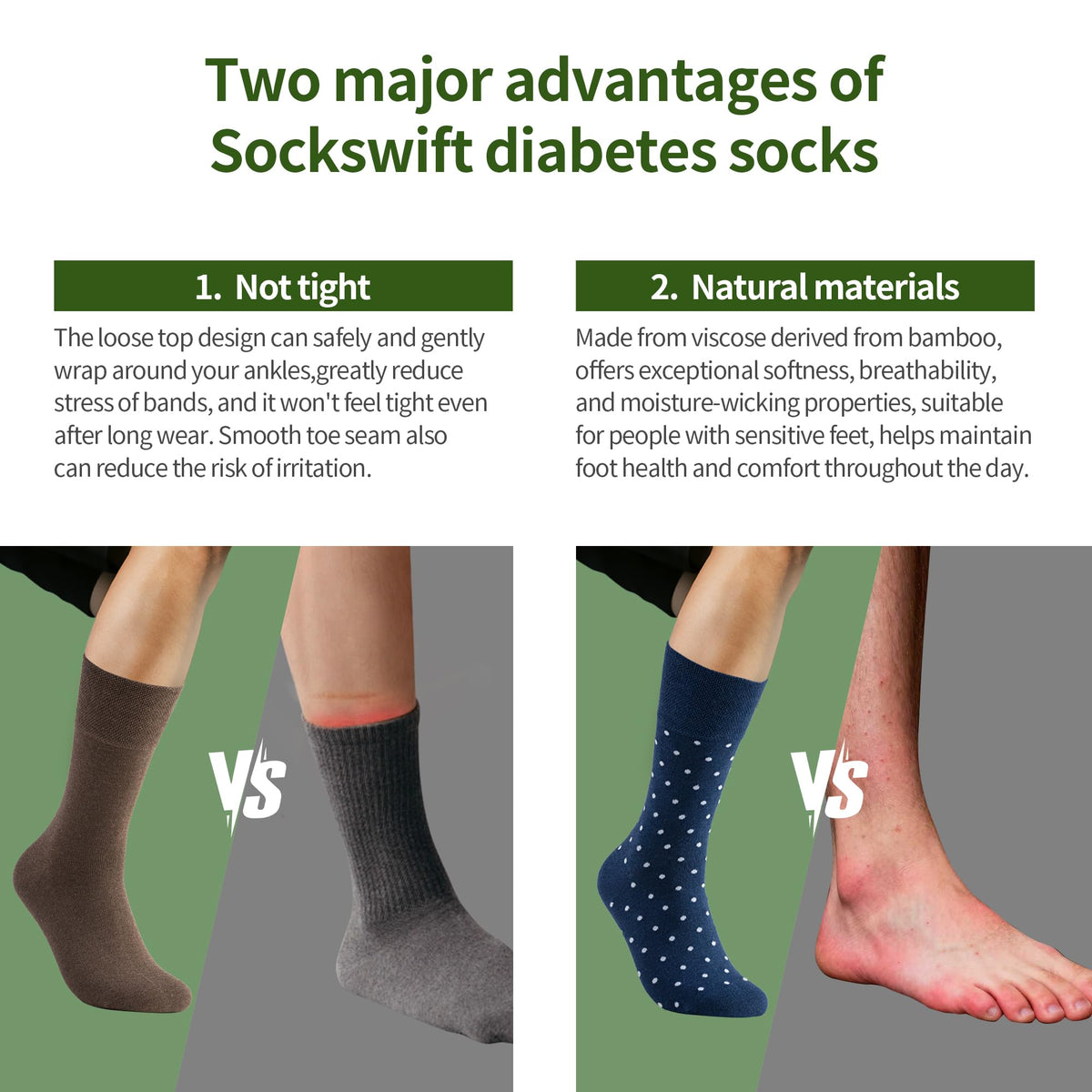 Viscose from Bamboo Non Binding Top Crew Socks L647214