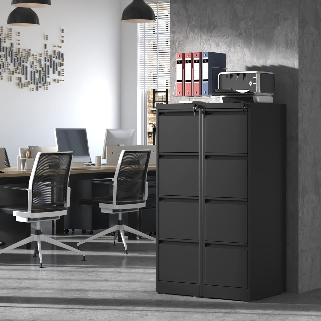 4 Drawer Black Metal File Cabinet with Lock J94062