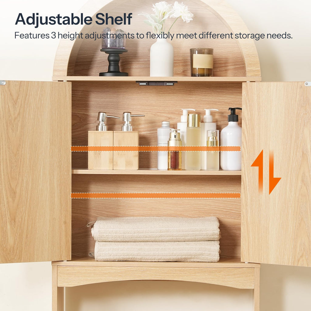 Arched Rattan Over the Toilet Storage Cabinet with Doors A861208