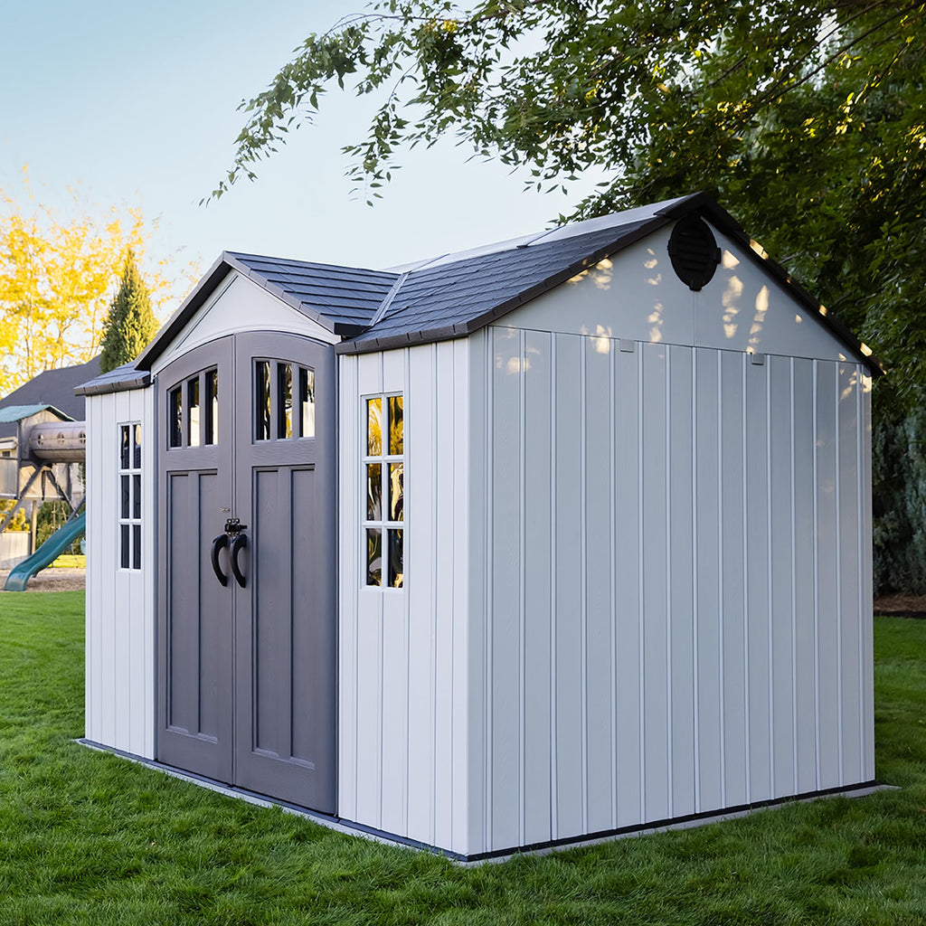 10x8 Ft Gray Resin Outdoor Storage Shed with Double Doors C8727