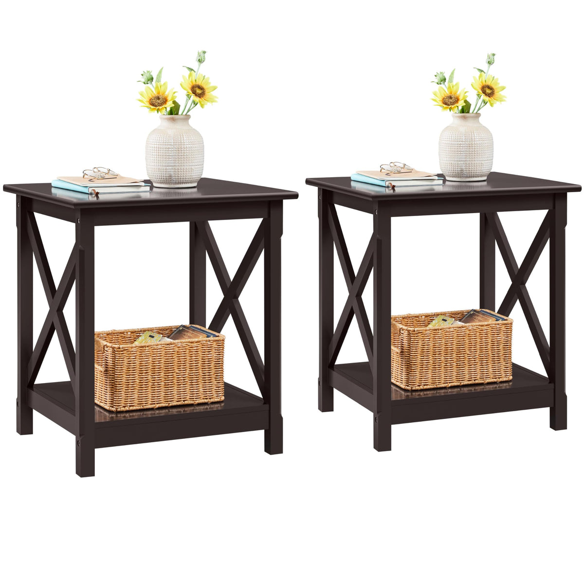 Espresso 20 x 18 Inch End Table Set of 2 N998