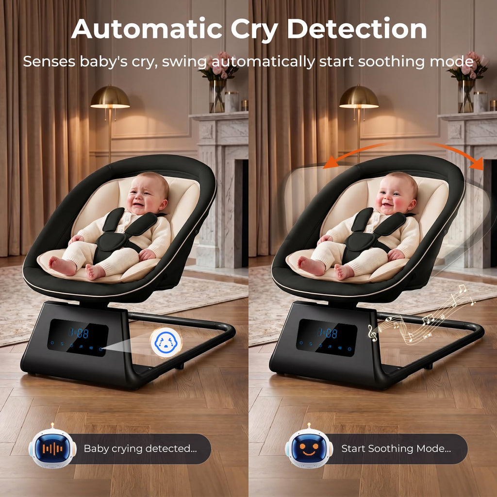 7 in 1 Pack and Play with Bassinet and Changing Station, Portable Electric Baby Swing B6838