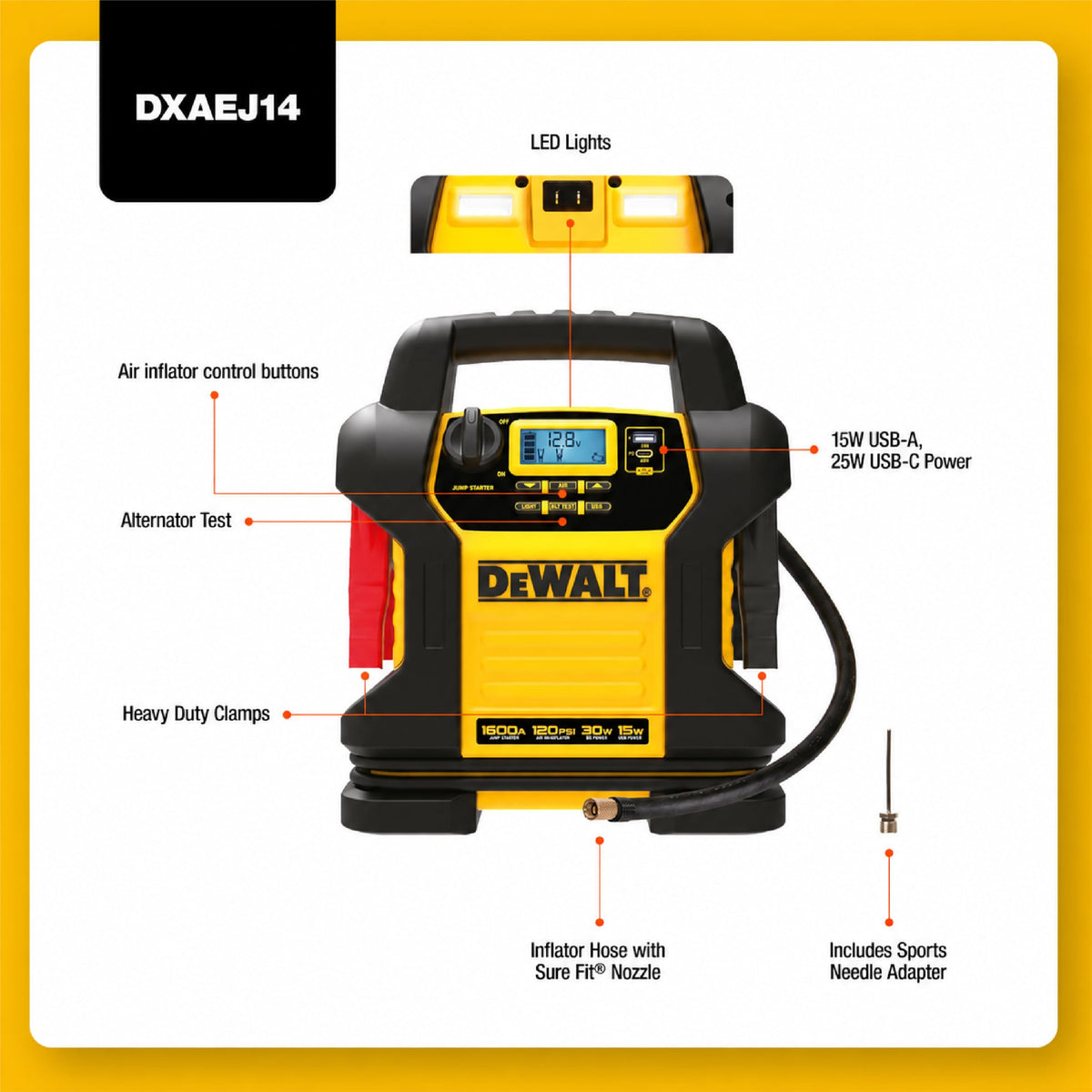 1600 Peak Amp Jump Starter with 120 PSI Air Inflator Z950