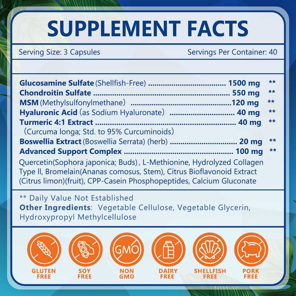Probiotics with Glucosamine Chondroitin MSM Joint Support Supplement C610049