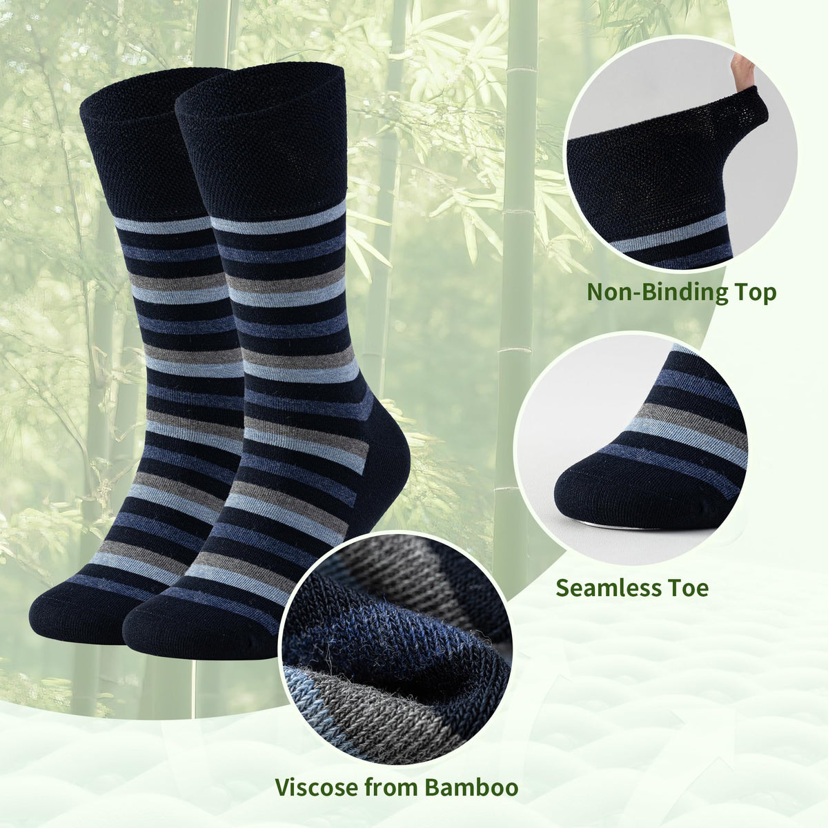 Viscose from Bamboo Non Binding Top Crew Socks L647214
