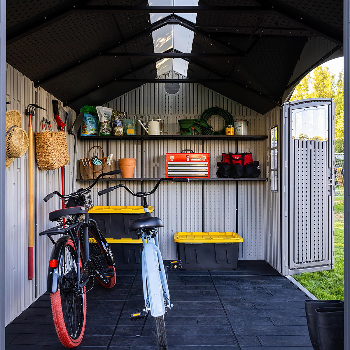 10x8 Ft Gray Resin Outdoor Storage Shed with Double Doors C8727