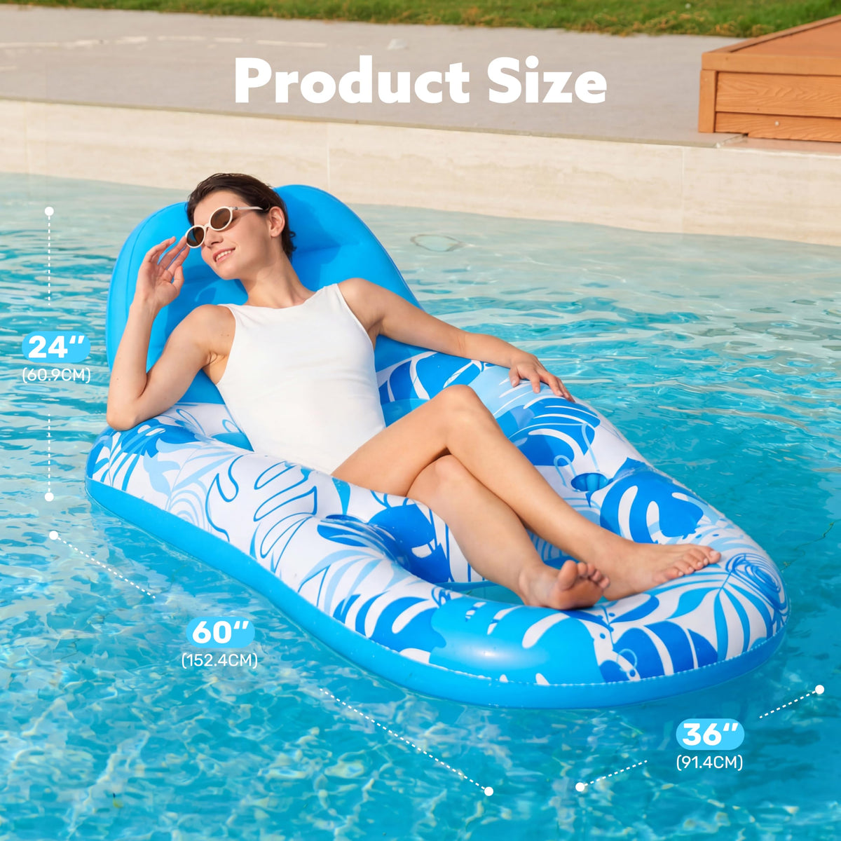 Inflatable Pool Float Lounger with Cup Holders Z794