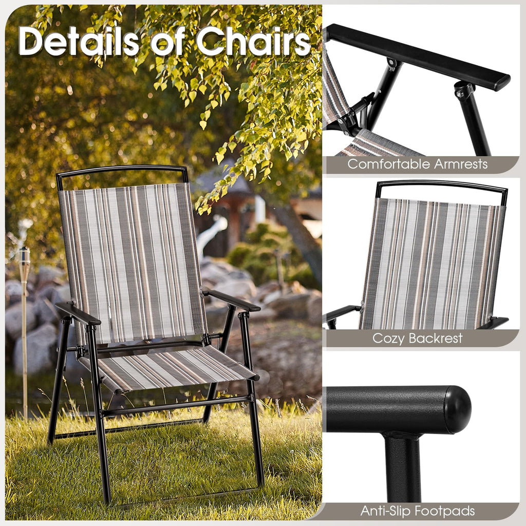 Patio Chairs Set of 2 Folding Armrests Metal Frame L705560