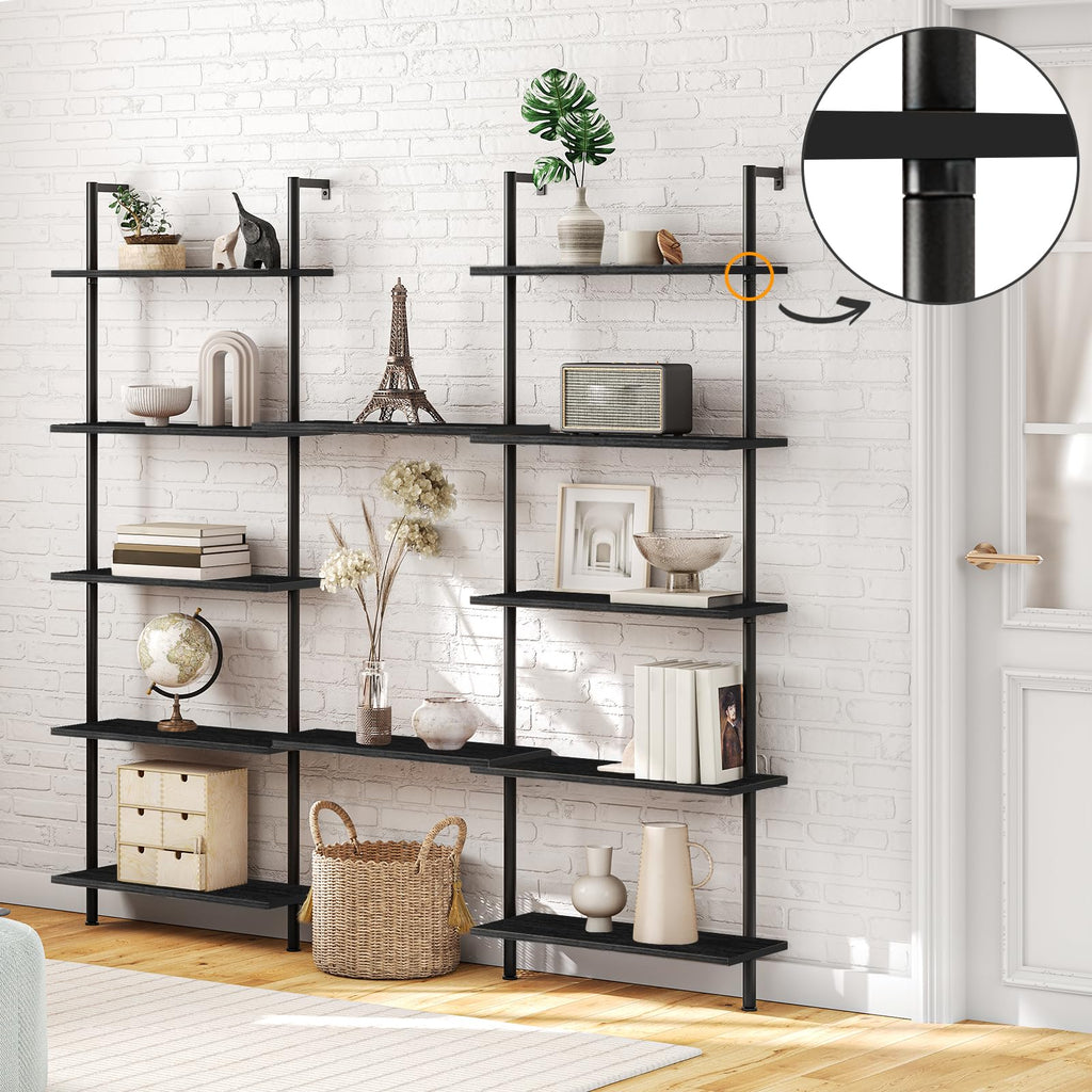 6-Tier Wall Mounted Wooden Ladder Shelf Q58986