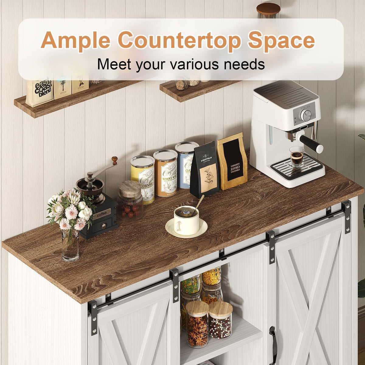 White 42 Inch Coffee Bar Cabinet V97111