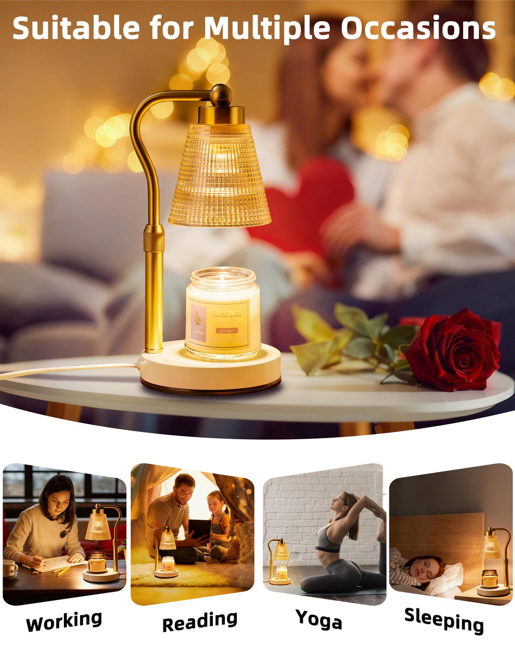 Height Adjustable Dimmable Candle Warmer Lamp with Timer W81320