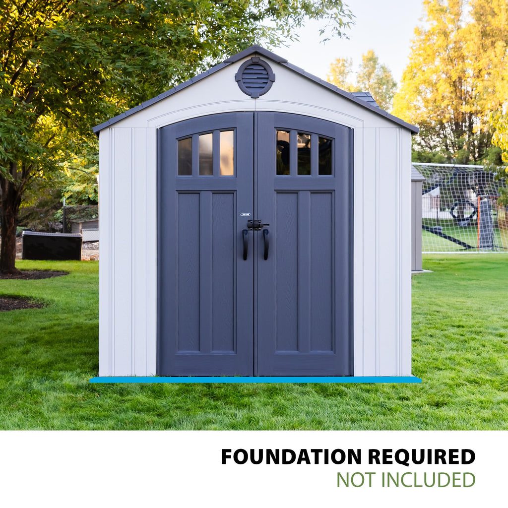 10x8 Ft Gray Resin Outdoor Storage Shed with Double Doors C8727