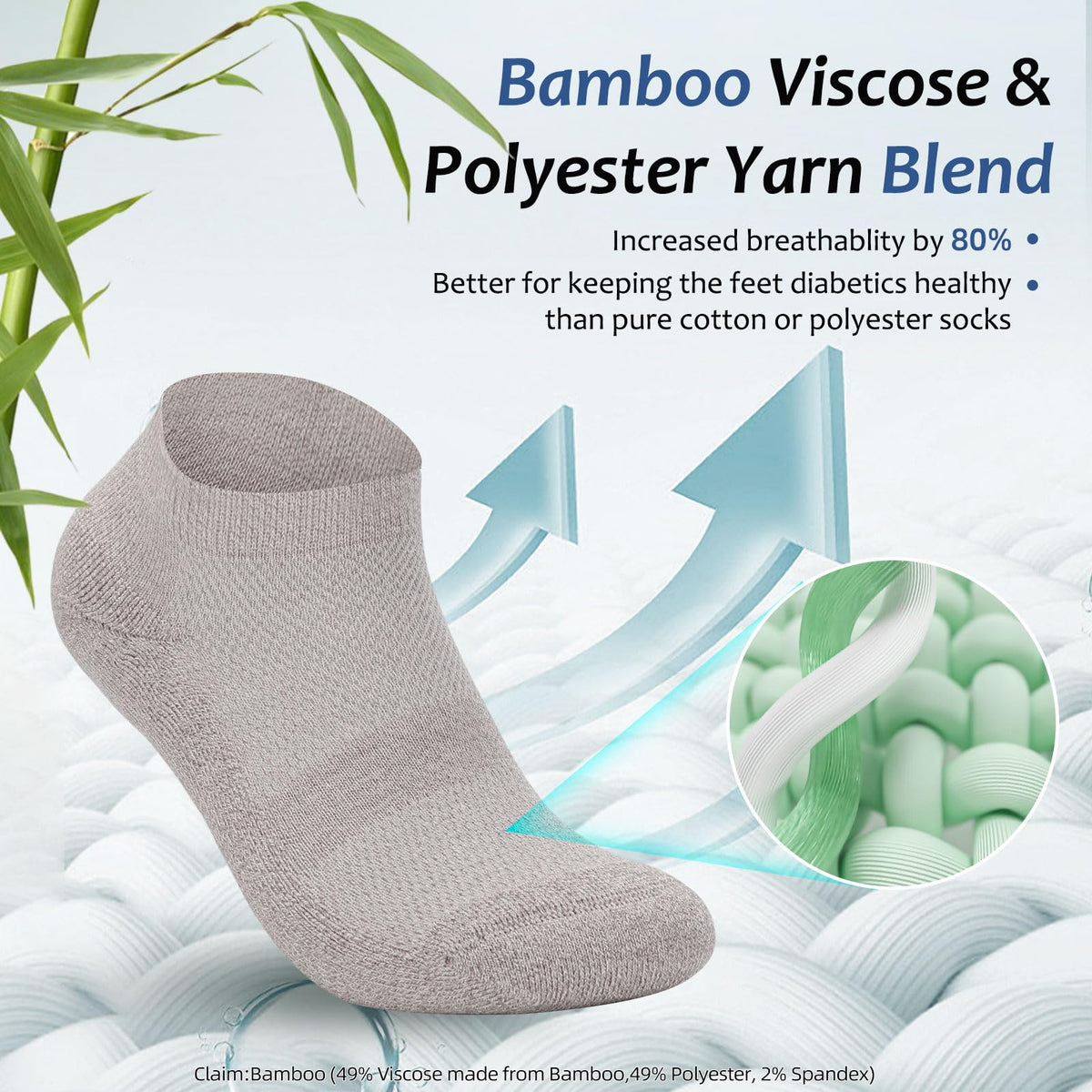 6 Pairs Low Cut Non Binding Bamboo Seamless Socks P57032