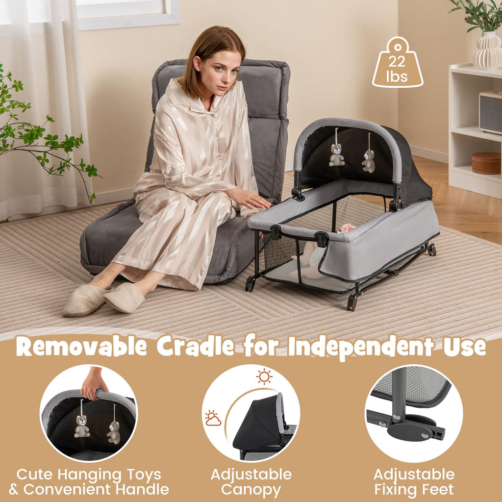 4 in 1 Pack and Play Portable Baby Playard with Changing Table Bassinet Mattress Carry Bag C86514