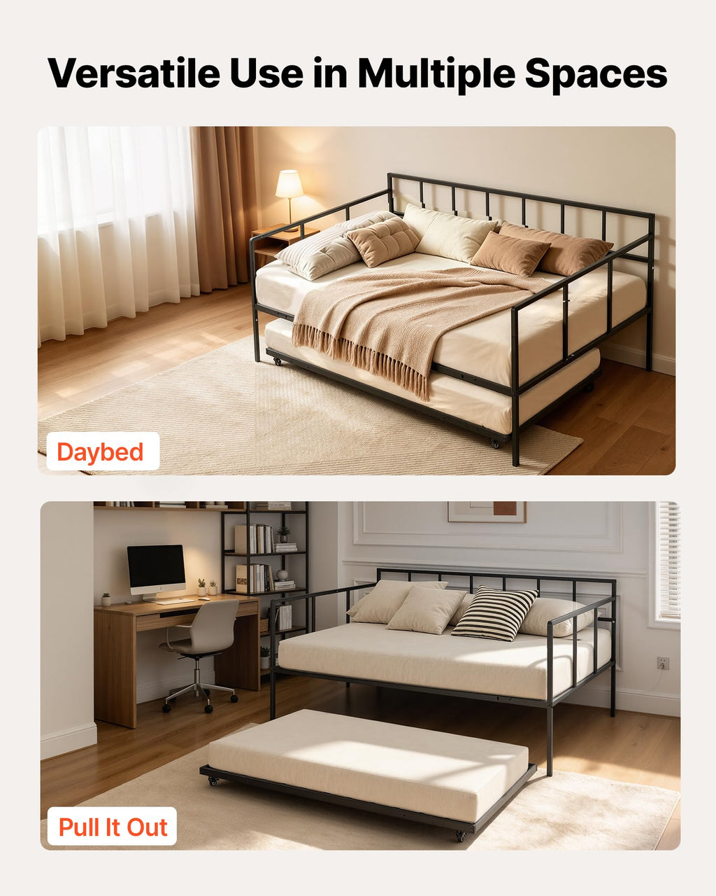 Full Size Daybed with Pop Up Trundle W612