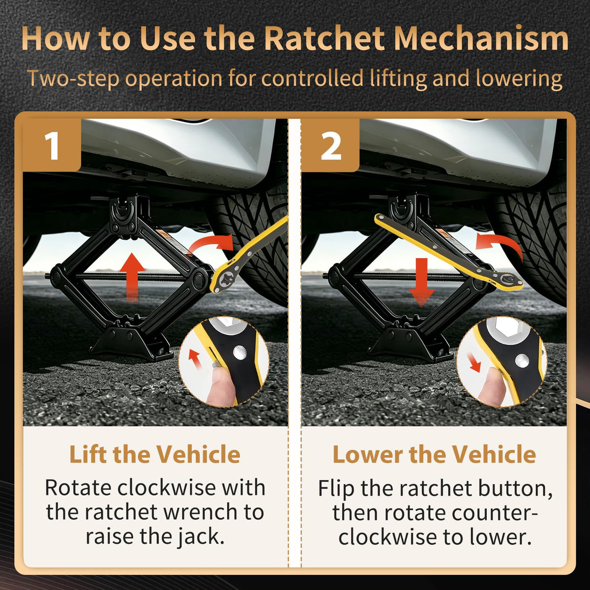 3-Ton Scissor Jack Kit with Ratchet Wrench O438175