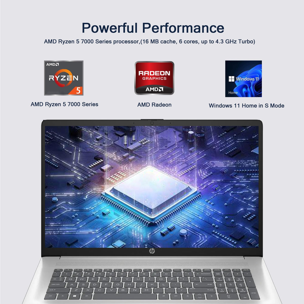 17.3" FHD Laptop, 16GB RAM, 1TB SSD, AMD Ryzen 5, Windows 11 Home, Silver A74611