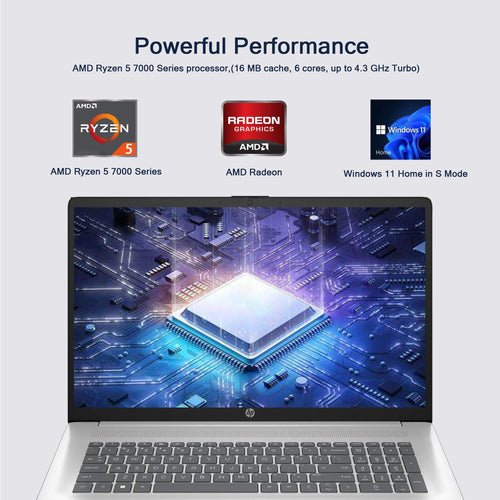 17.3" FHD Laptop, 16GB RAM, 1TB SSD, AMD Ryzen 5, Windows 11 Home, Silver A74611