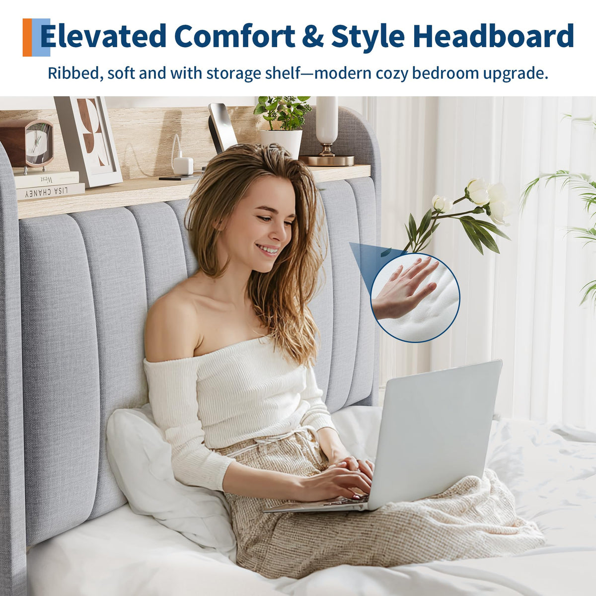 Twin Bed Frame with Storage Headboard and Charging Station P207