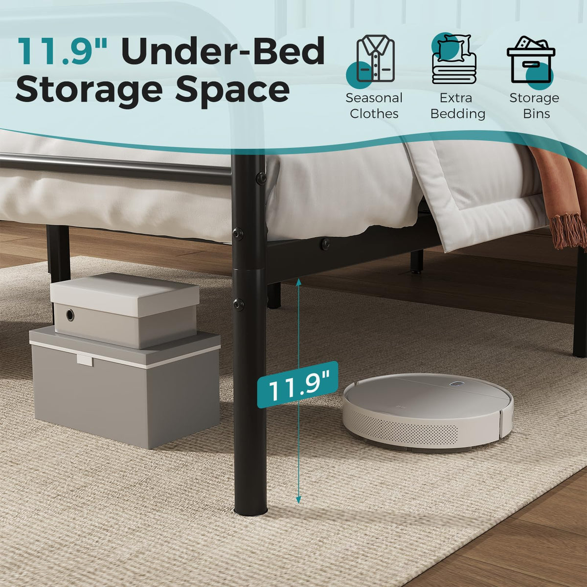 Queen Metal Bed Frame with Headboard S852