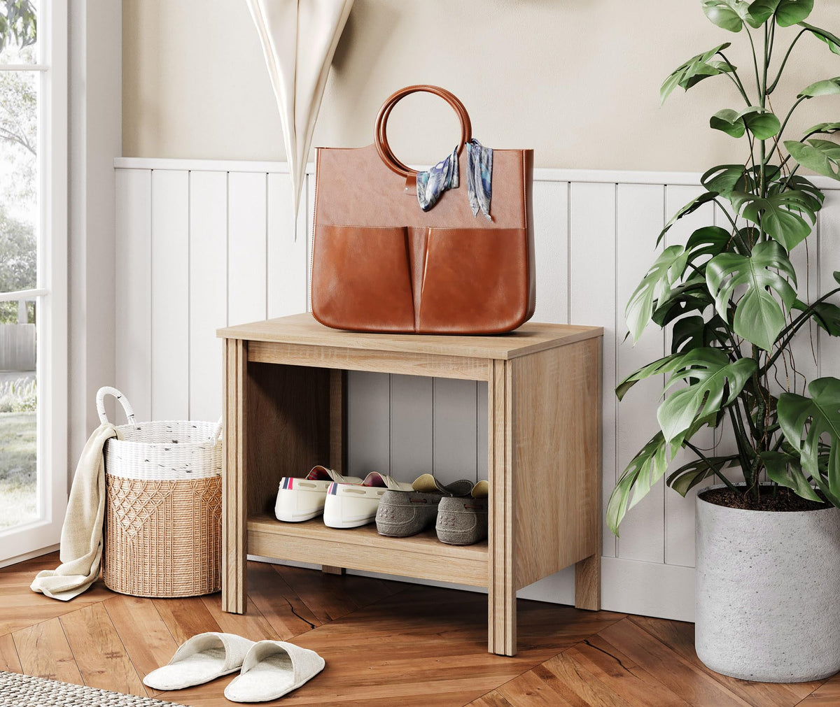 Set of 2 Square 2-Tier Nightstand with Storage J80357