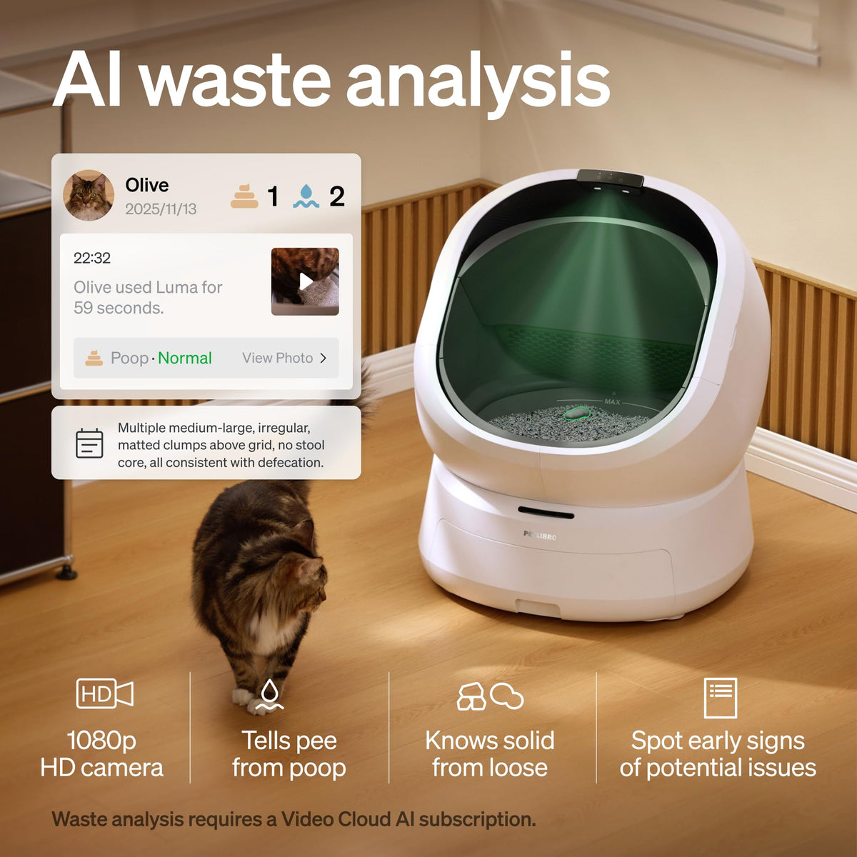 Automatic Self Cleaning Litter Box with AI Camera Z5916
