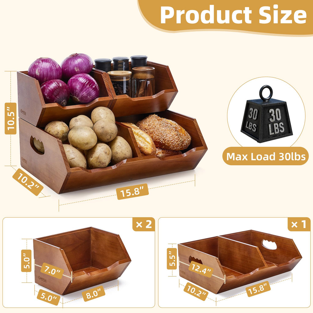 Wood 2-tier Stackable Pantry Organizer X112