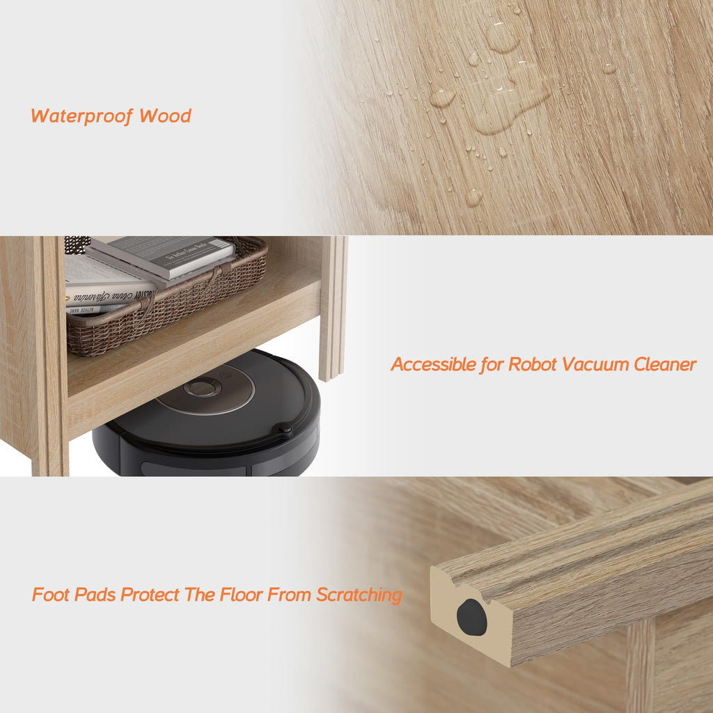 Set of 2 Square 2-Tier Nightstand with Storage J80357