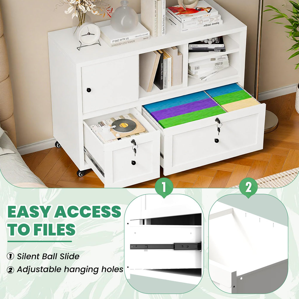 2 Drawer Mobile File Cabinet with Lock L25740