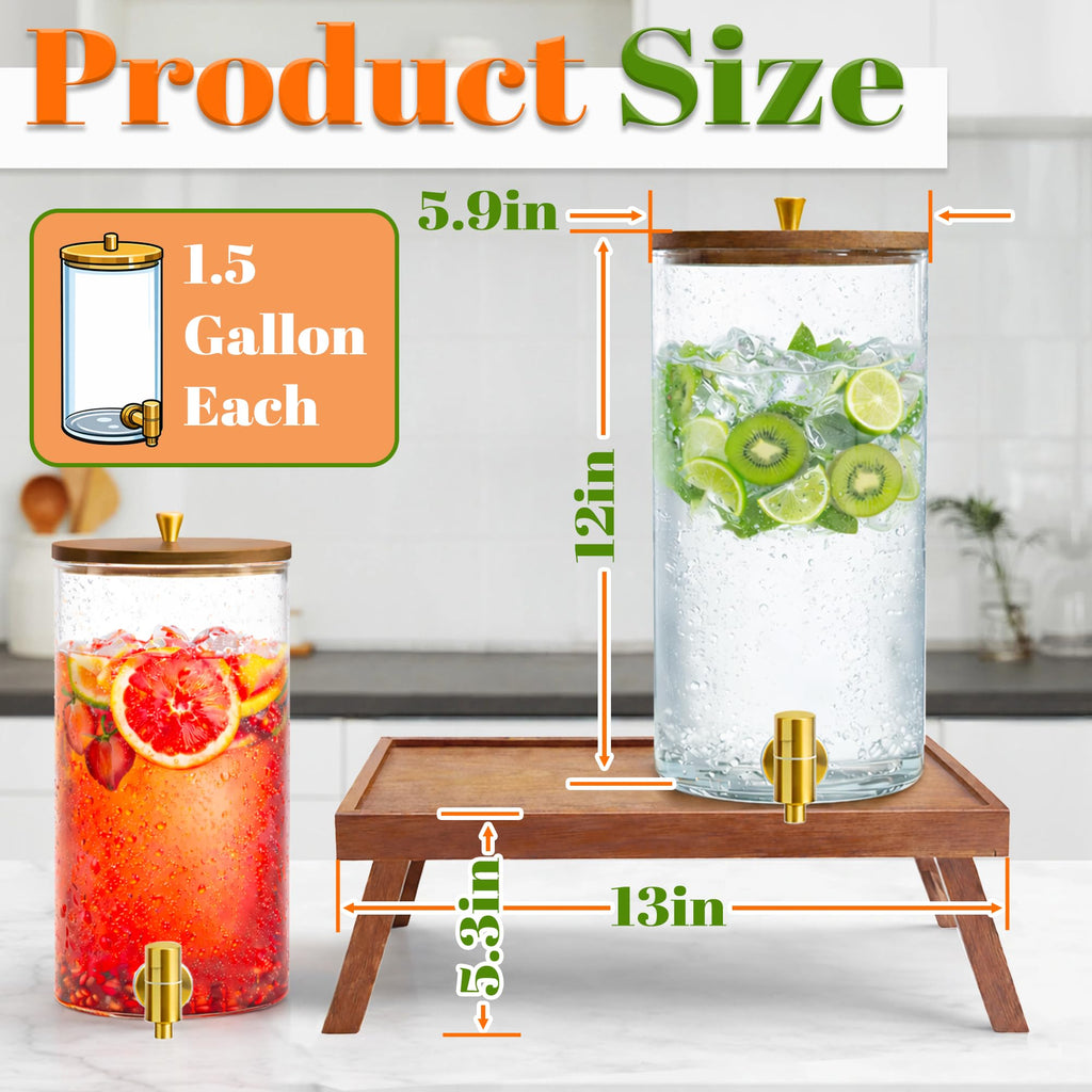 2PCS 1.5 Gallons Glass Drink Dispenser with Spout A9191