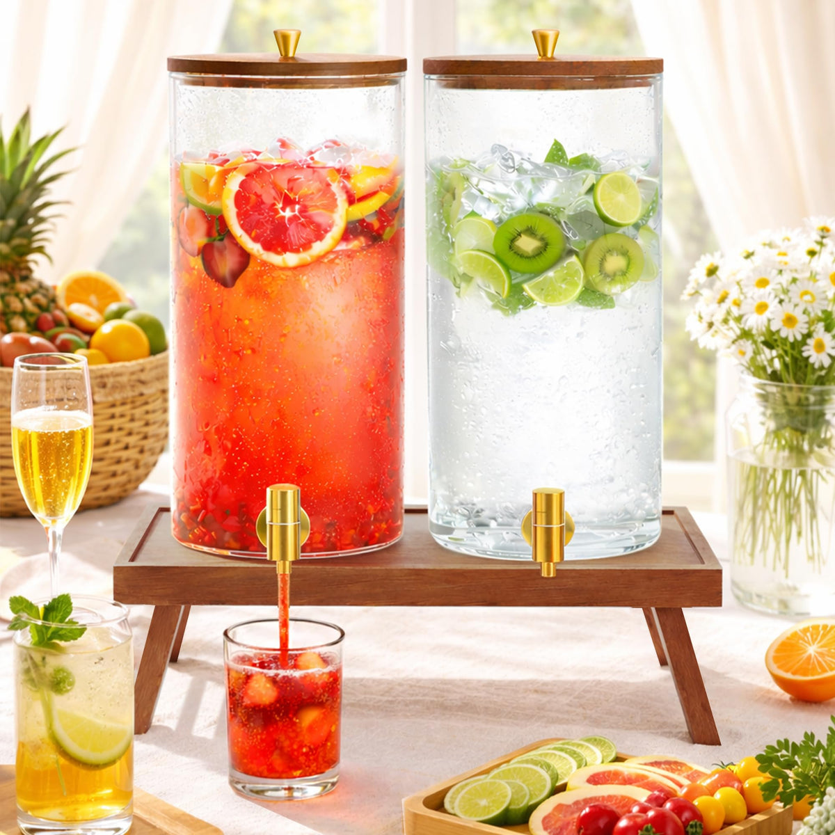 2PCS 1.5 Gallons Glass Drink Dispenser with Spout A9191