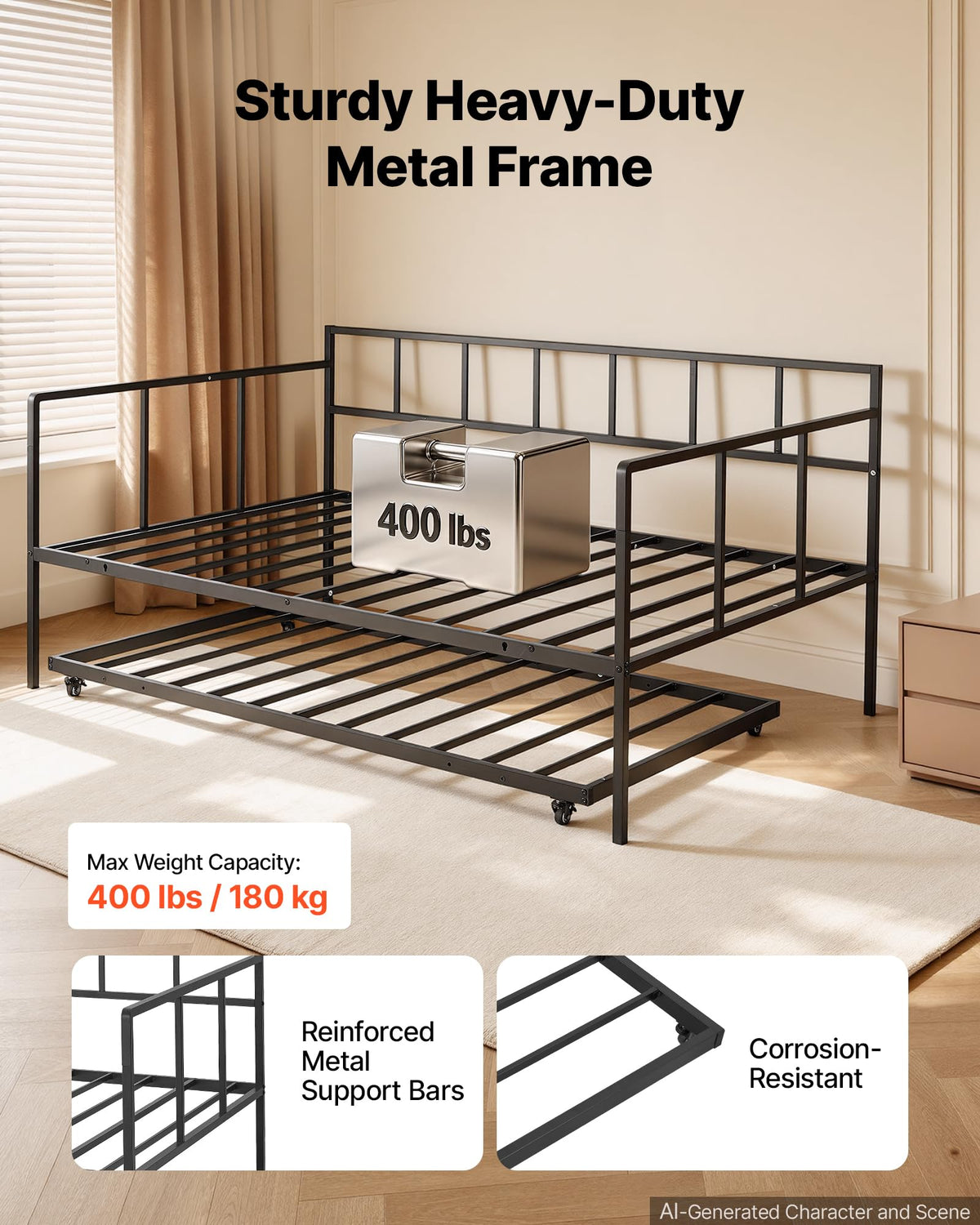 Full Size Daybed with Pop Up Trundle W612