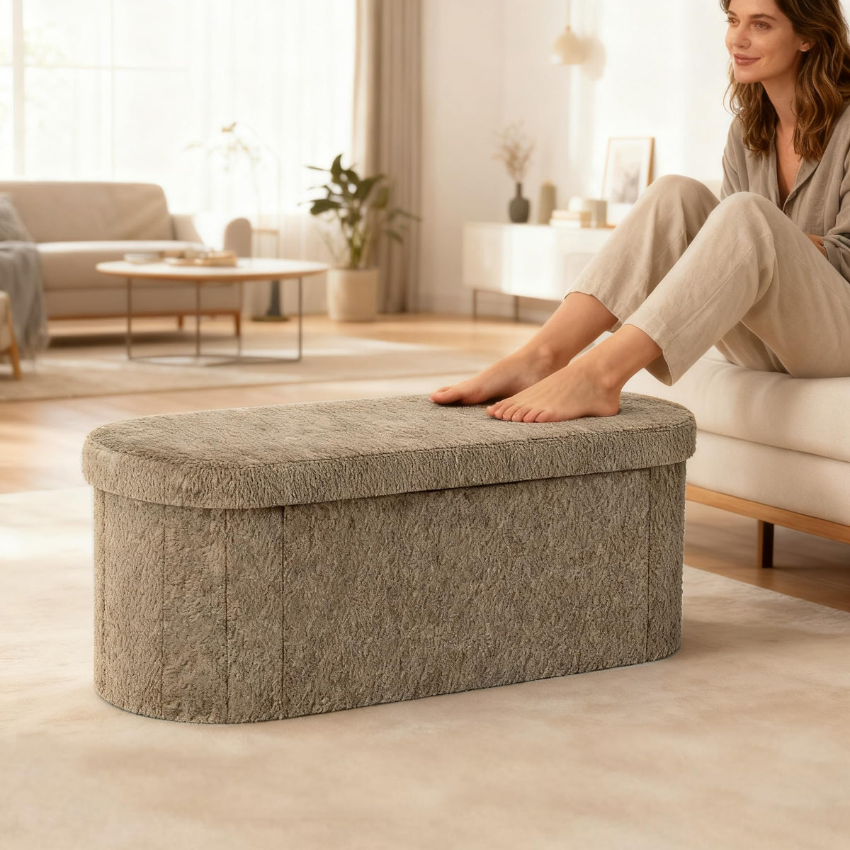 Oval Storage Ottoman T105