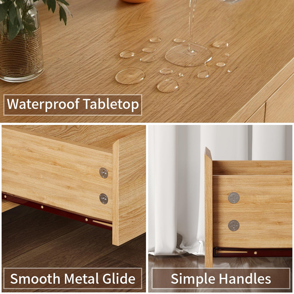 Oak 6 Drawer Dresser with Solid Wood Legs Z783