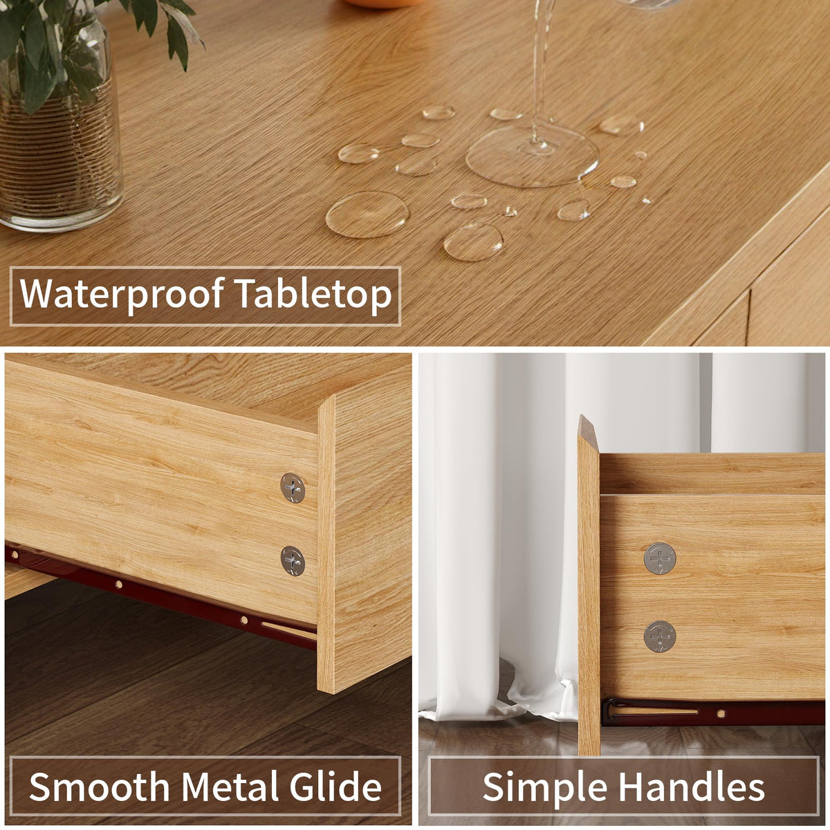 Oak 6 Drawer Dresser with Solid Wood Legs Z783