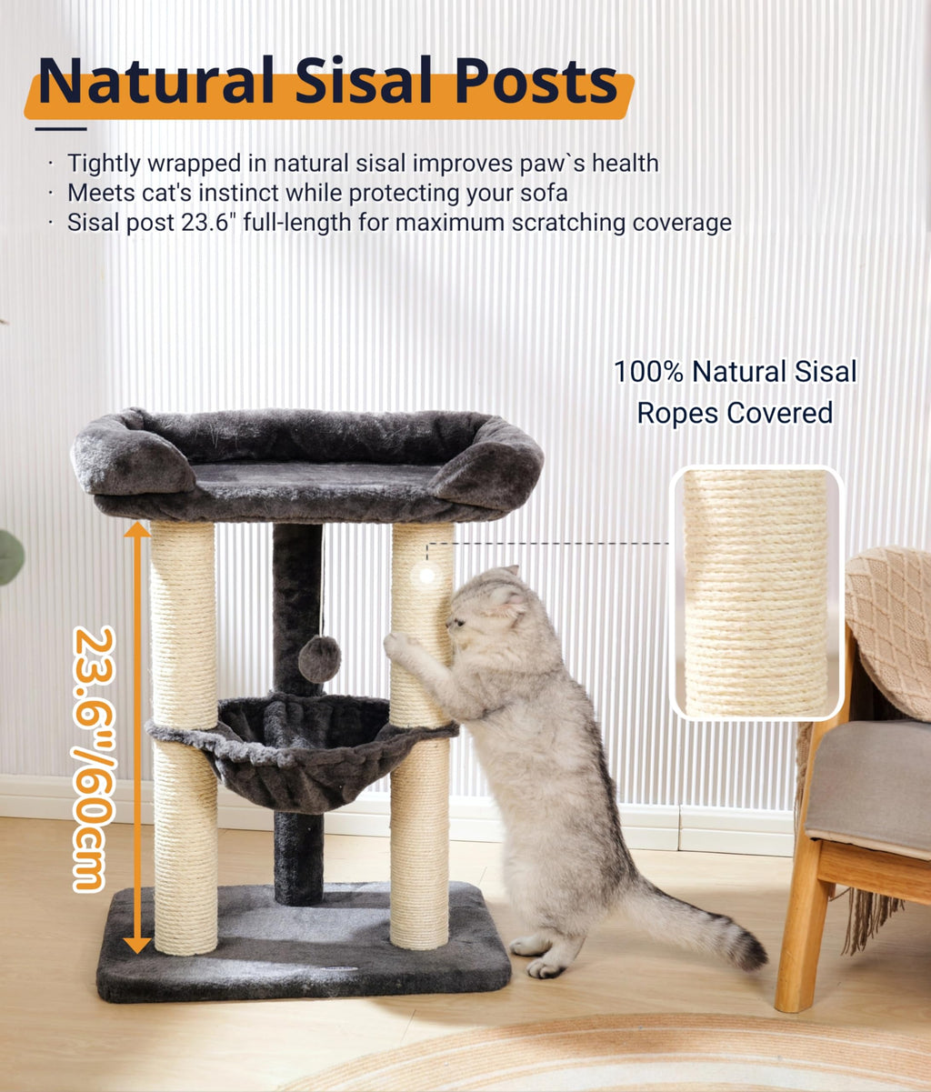 28" Cat Tree with Hammock and Removable Cover P828