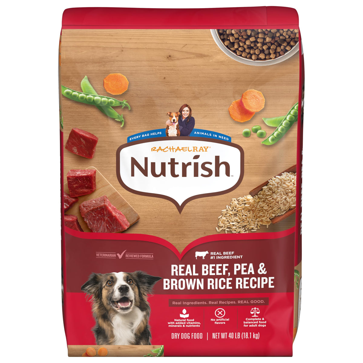 Dry Dog Food, Beef, Pea & Brown Rice, 40 lb. Bag F7190