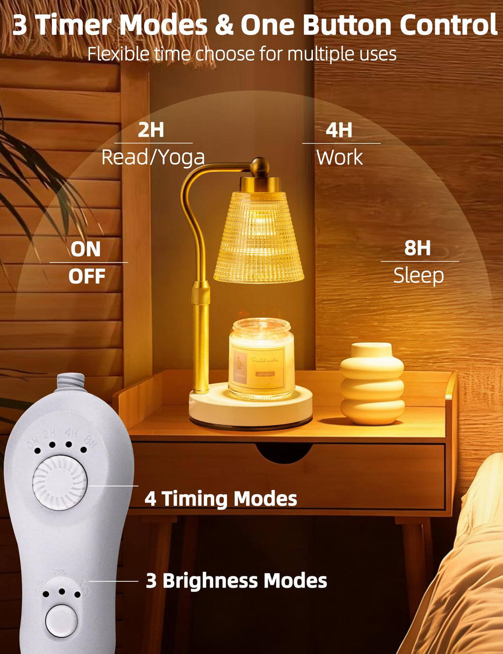 Height Adjustable Dimmable Candle Warmer Lamp with Timer W81320