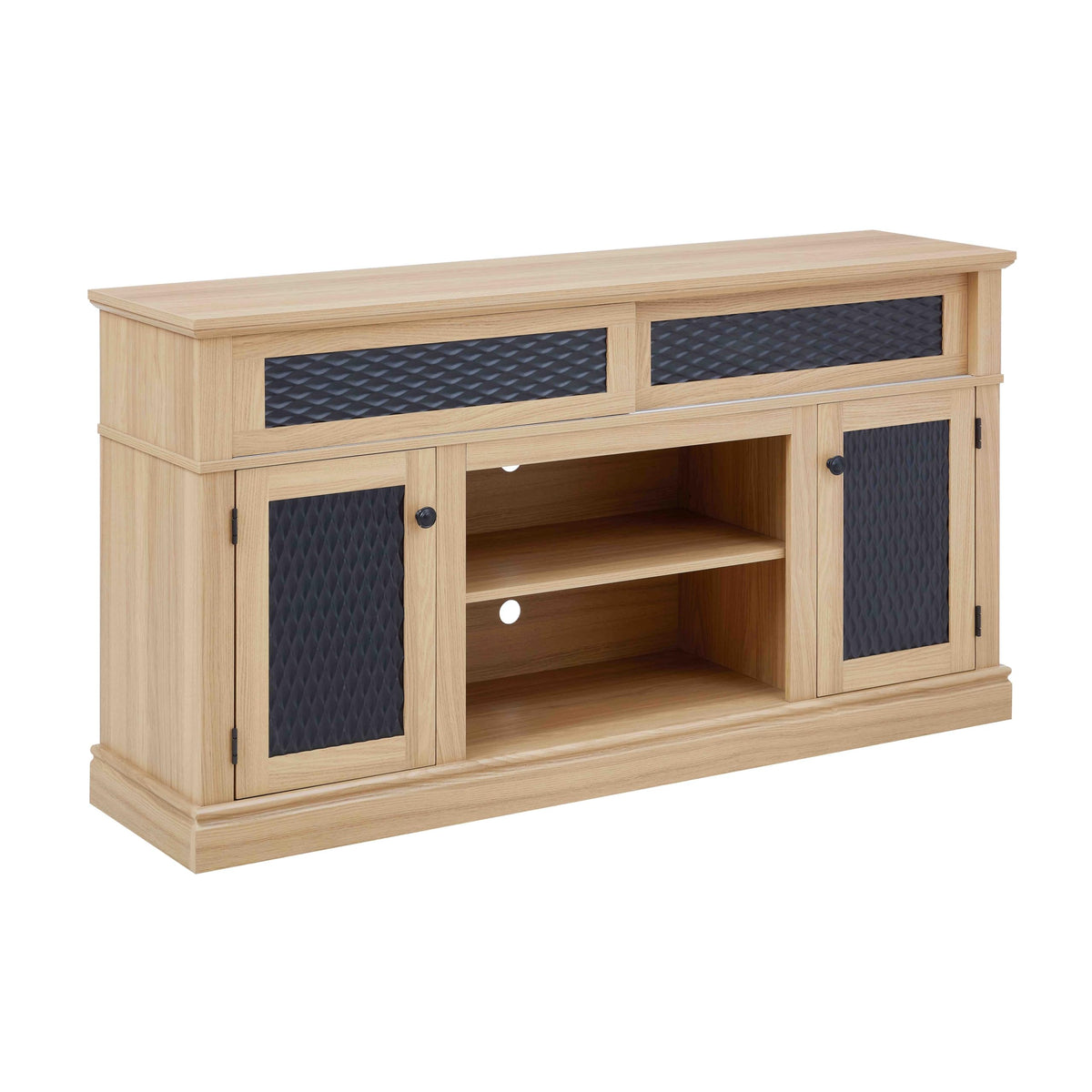 58 Inch Light Oak TV Stand with Sliding Doors P6247