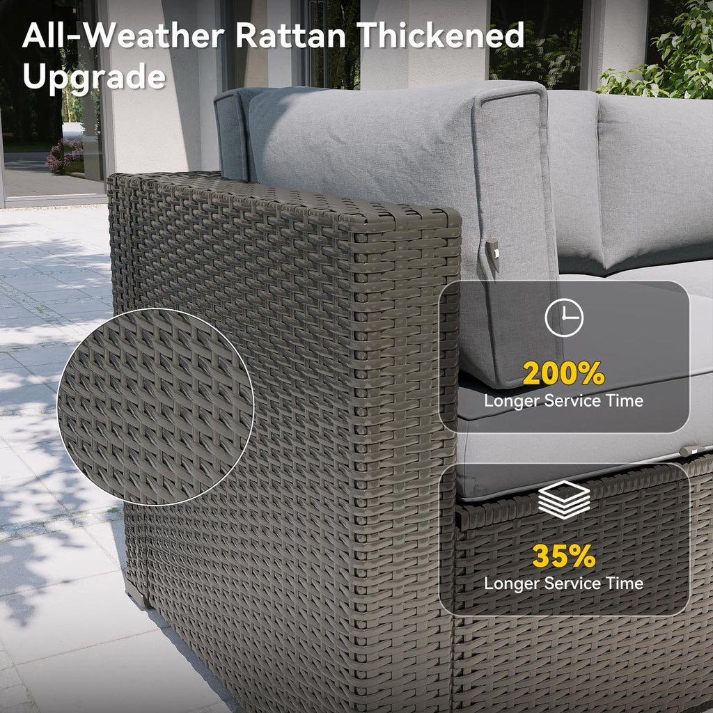7 Piece Wicker Rattan Outdoor Sectional Sofa Set D8387