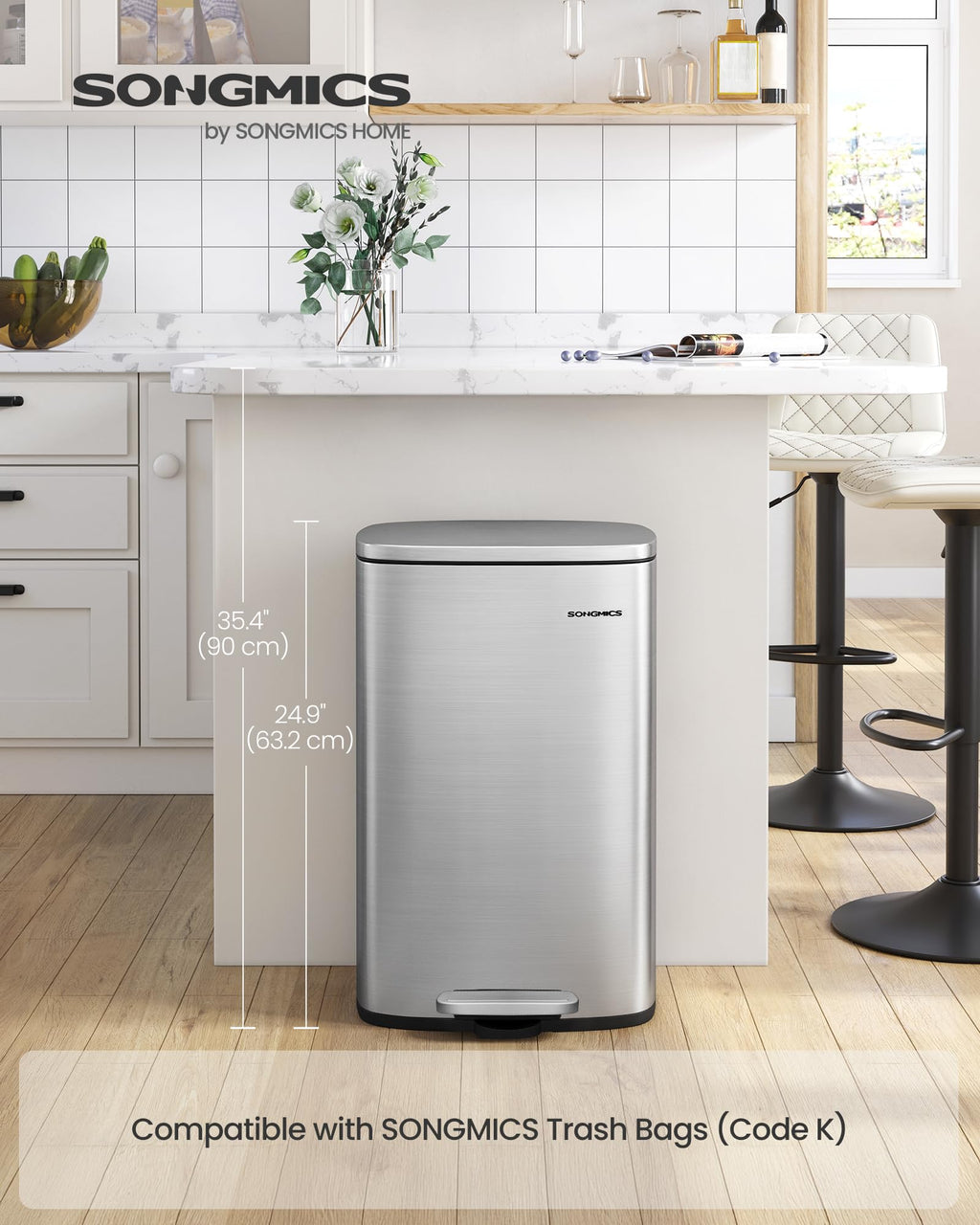 13 Gallon Stainless Steel Trash Can T94040